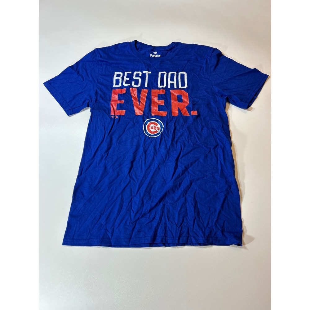 Fanatics T-Shirt Men's Medium Blue Chicago Cubs Best Dad Ever Graphic